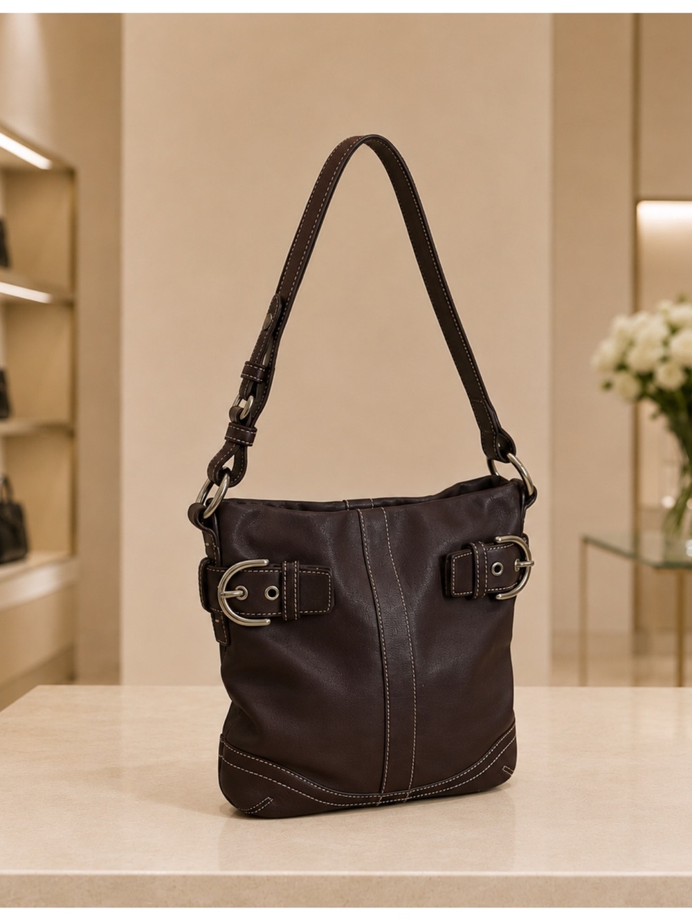 Authentic Coach Vintage Soho Dark Brown Leather Y2K Shoulder Bag! EUC!! - Picture 3 of 11